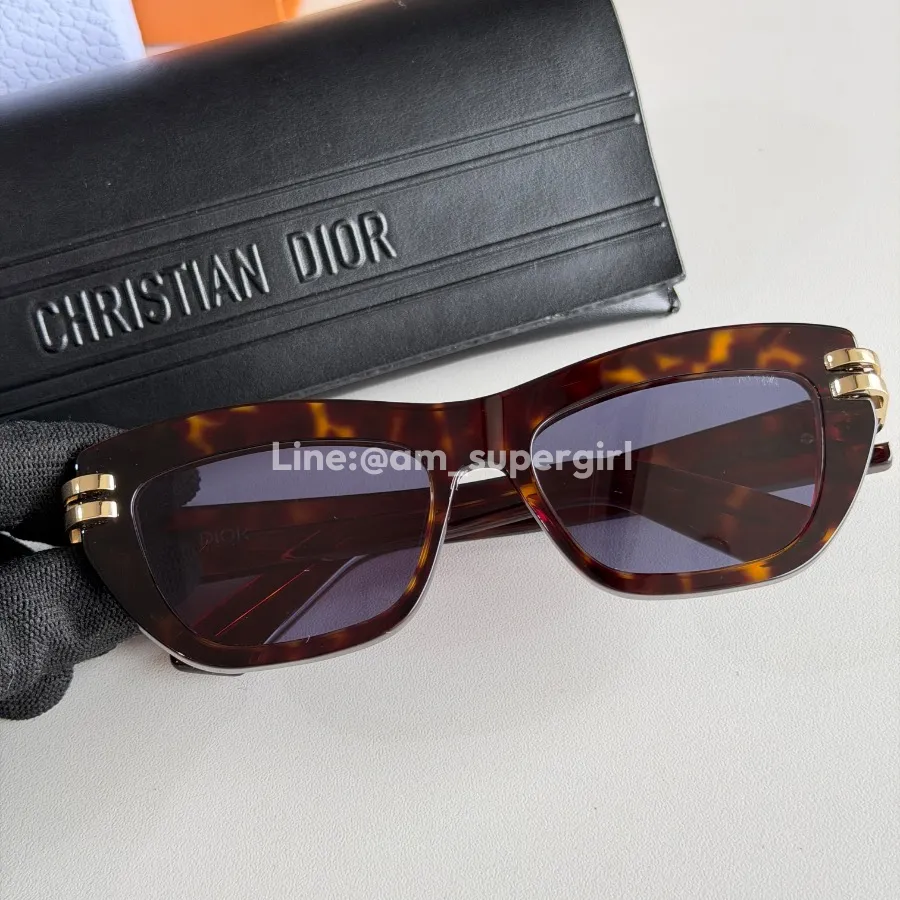Dior CDior B2U In Havana Butterfly Sunglasses Acetate Frame With Blue Lenses