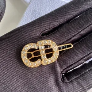 Dior Clair D Lune gold-finish metal and crystal hair clip