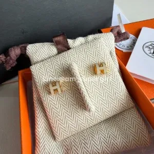 Hermes H pop mini earrings GHW Marron Glace 2024 ช้อปไทย